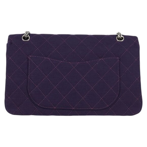 CHANEL Matelasse 2.55 Double Flap Chain Bag Cotton Purple CC Auth 127929M - Picture 2 of 15